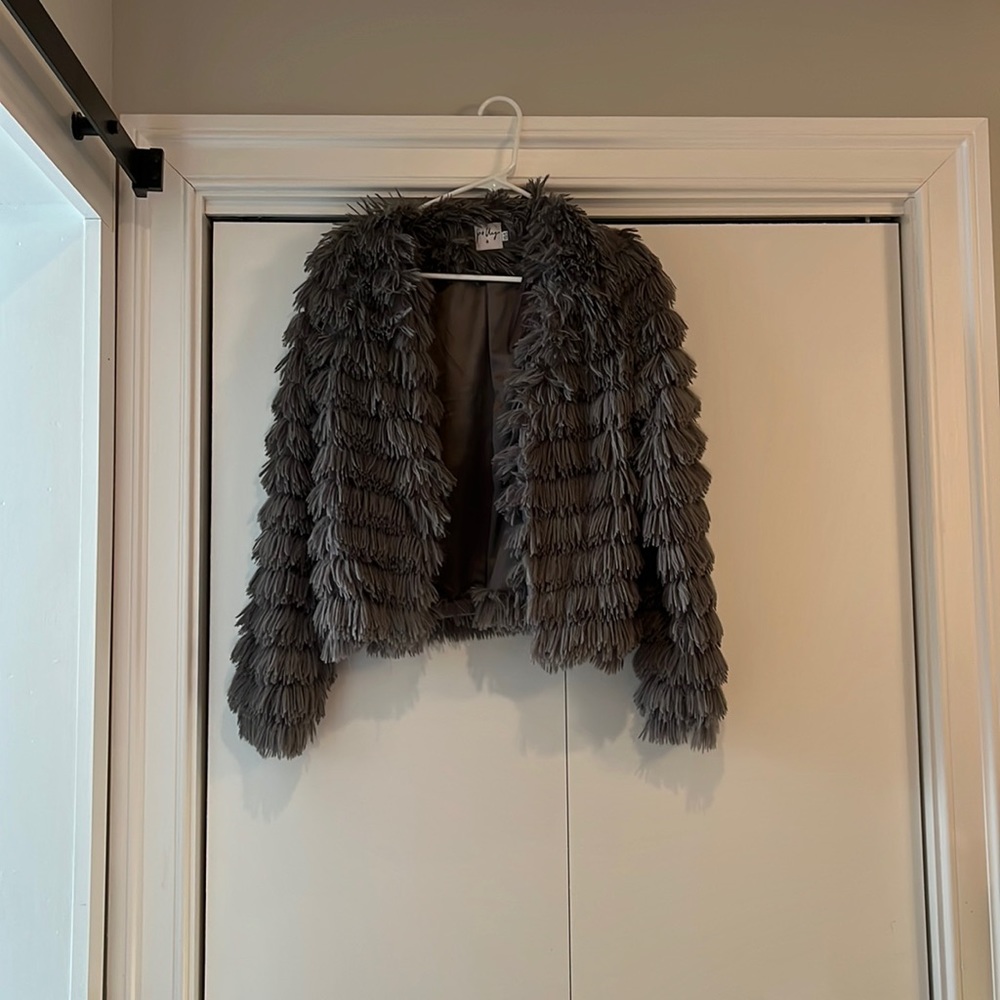 Waist length fuzzy jacket